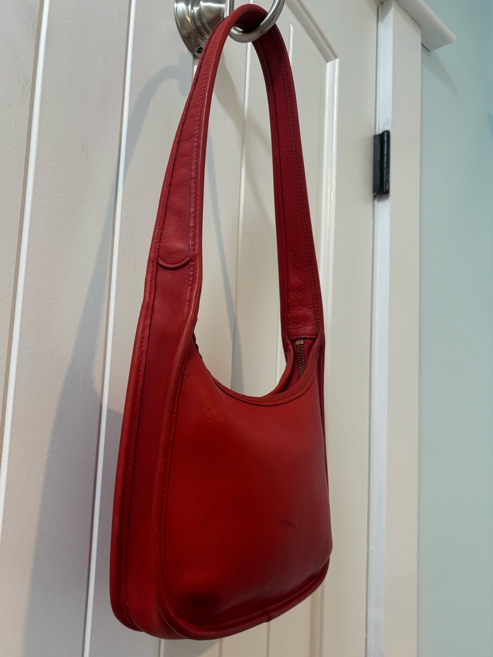 Vintage Coach Mini Ergo Red Zip Bag Hobo Shoulder Bag… - Gem